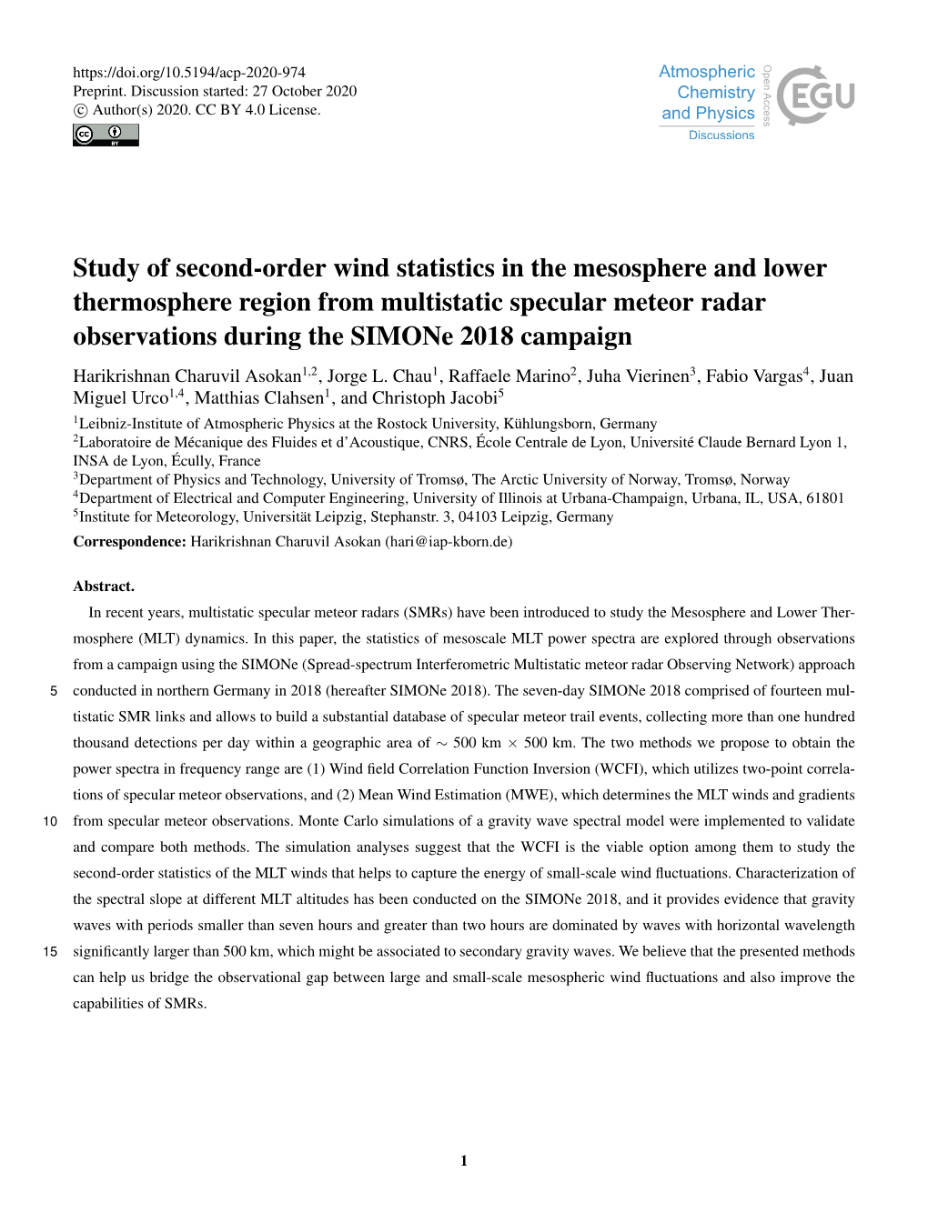 Study of Second-Order Wind Statistics in the Mesosphere and Lower
