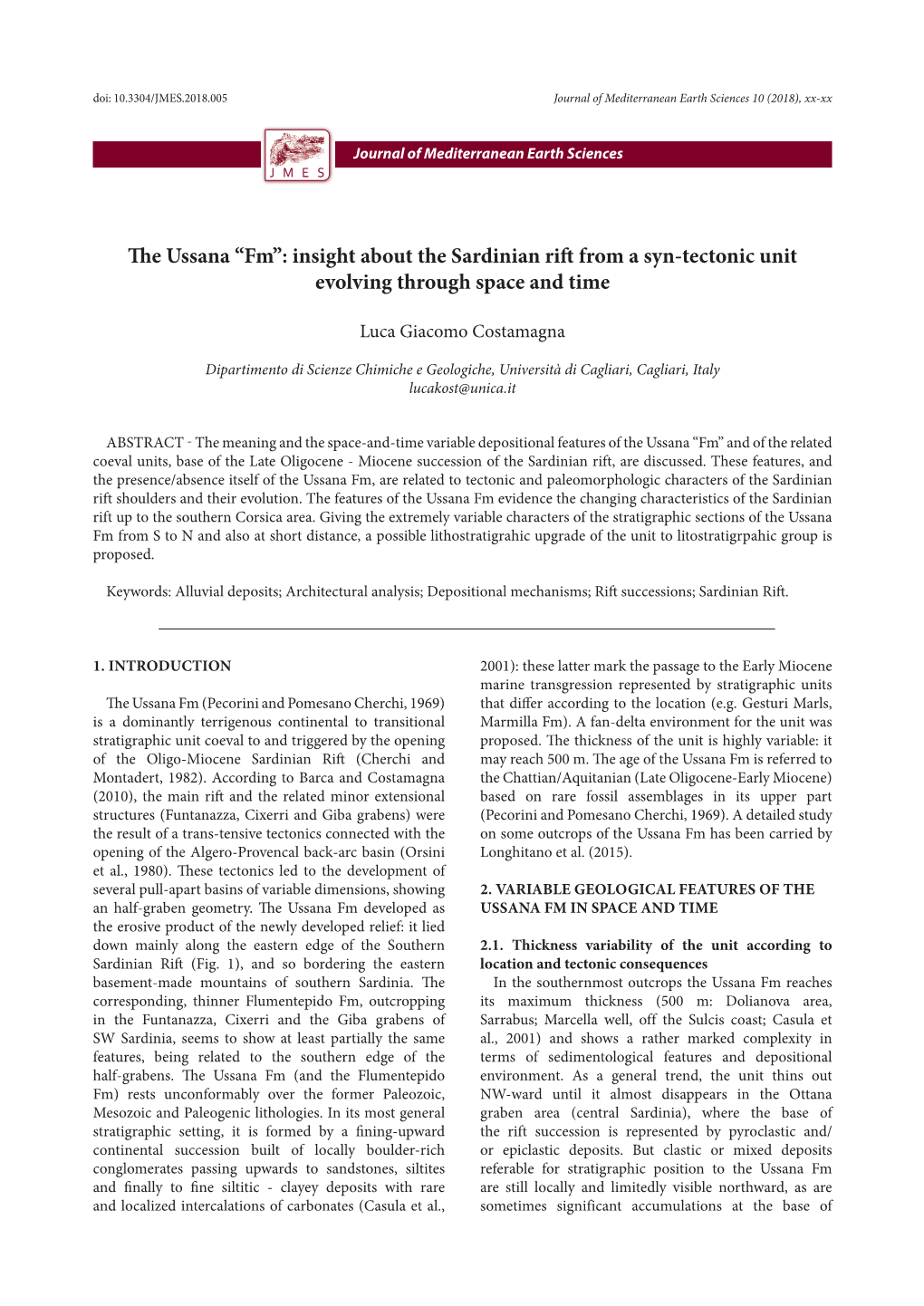 The Ussana “Fm”: Insight About the Sardinian Rift from a Syn-Tectonic Unit Evolving Through Space and Time