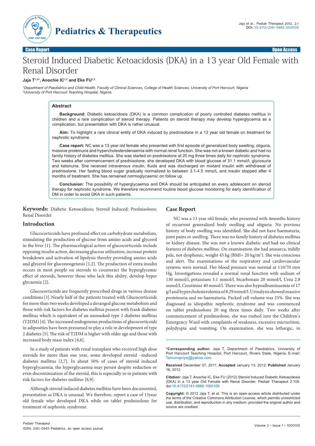 Steroid Induced Diabetic Ketoacidosis (DKA)