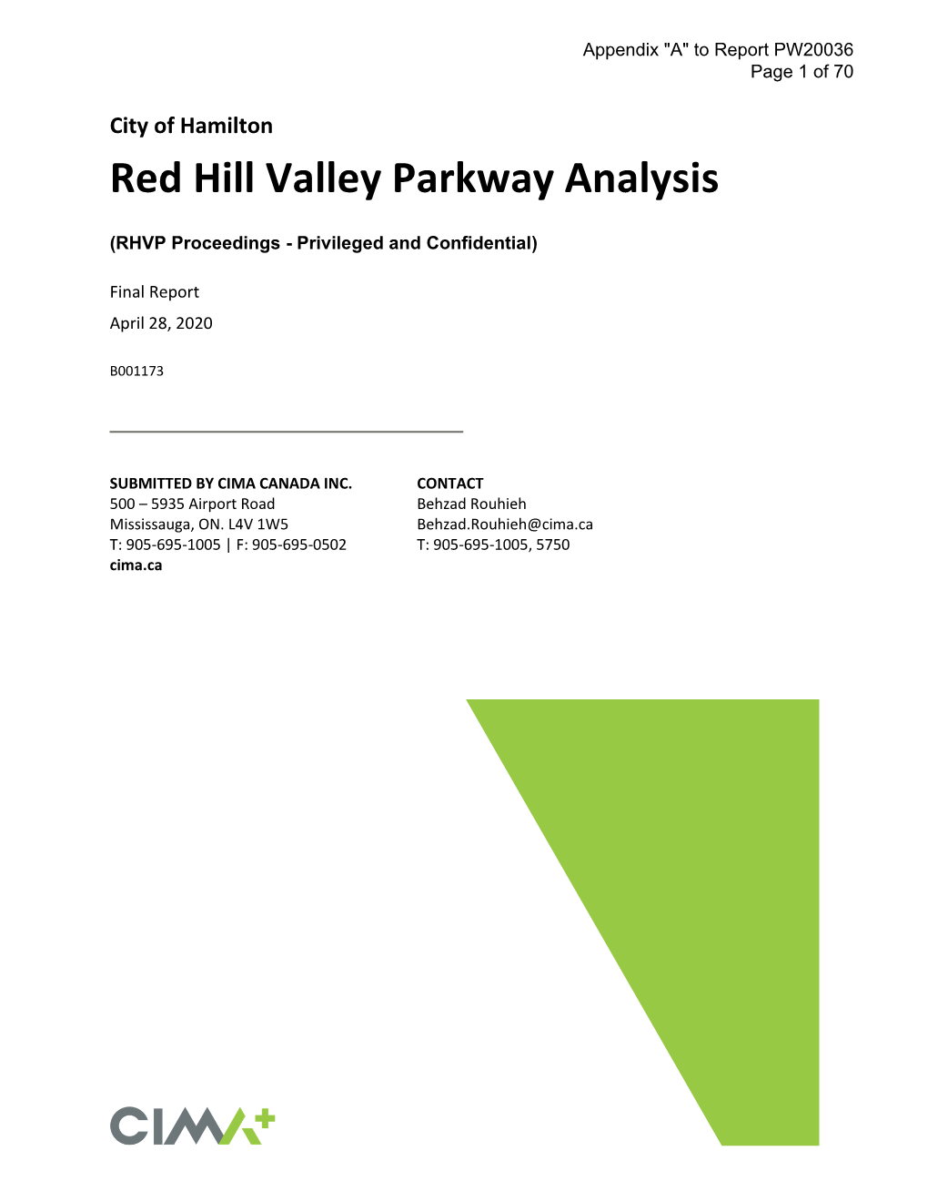 Red Hill Valley Parkway Analysis