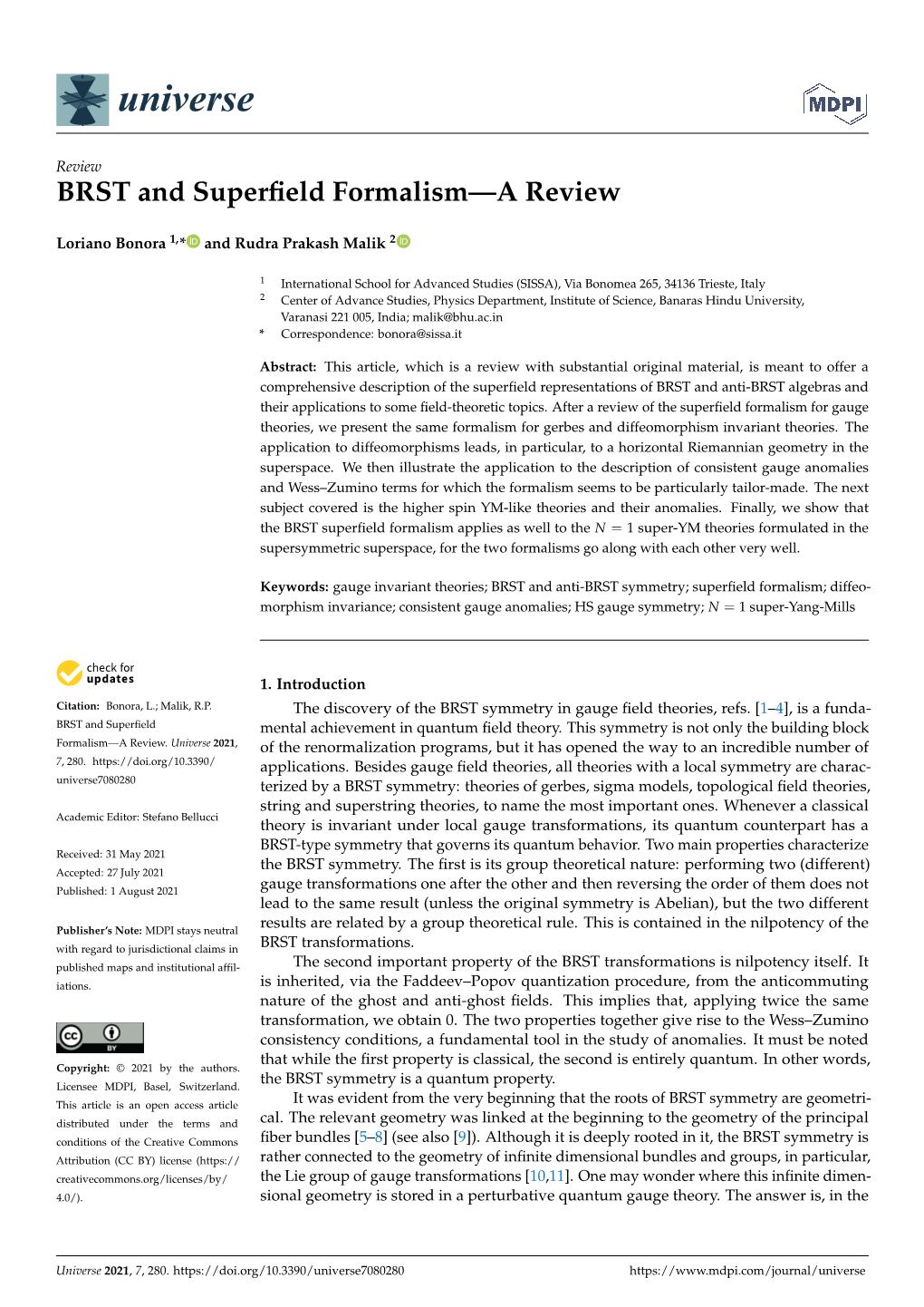 BRST and Superfield Formalism—A Review