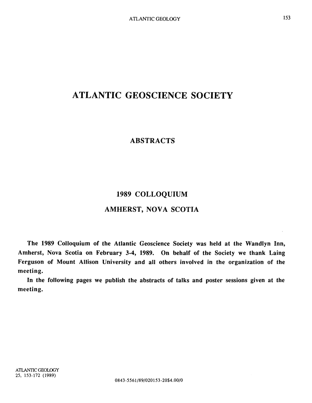 Atlantic Geoscience Society