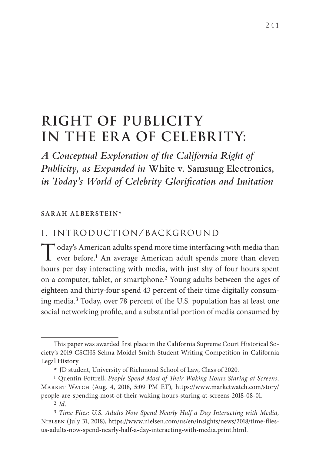 Right of Publicity in the Era of Celebrity: a Conceptual Exploration