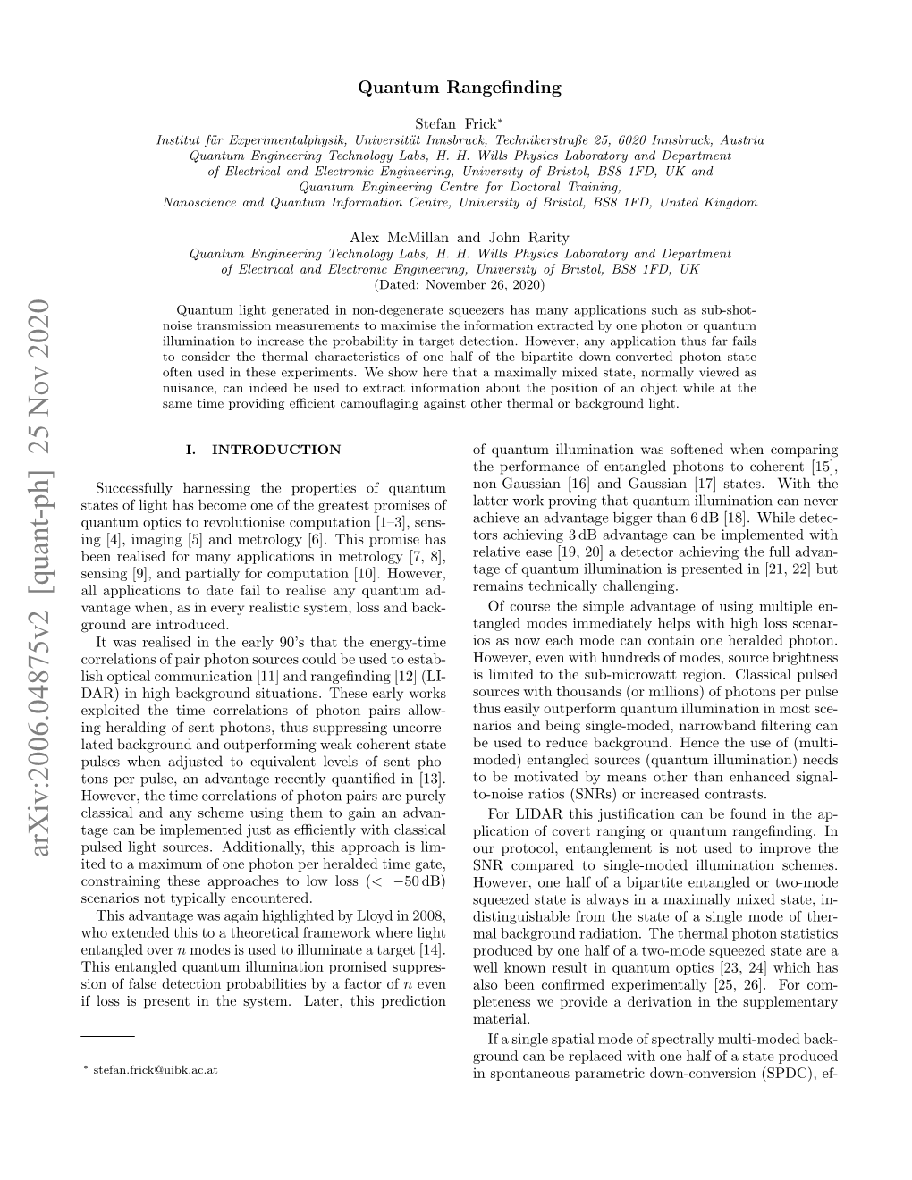 Quantum Rangefinding