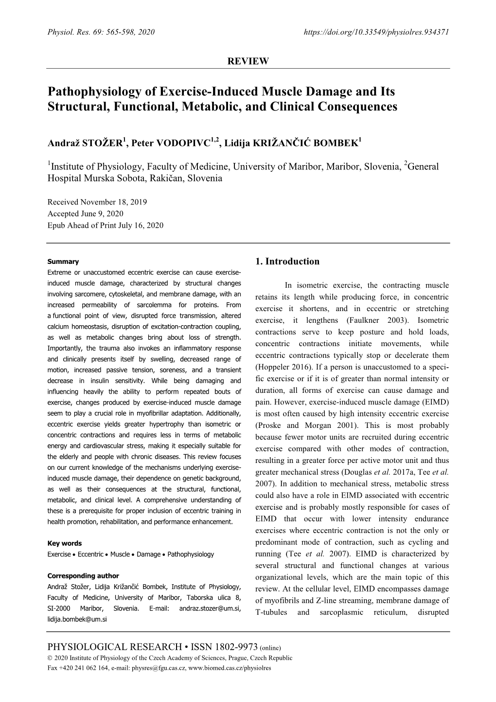 Pathophysiology of Exercise-Induced Muscle Damage and Its Structural, Functional, Metabolic, and Clinical Consequences