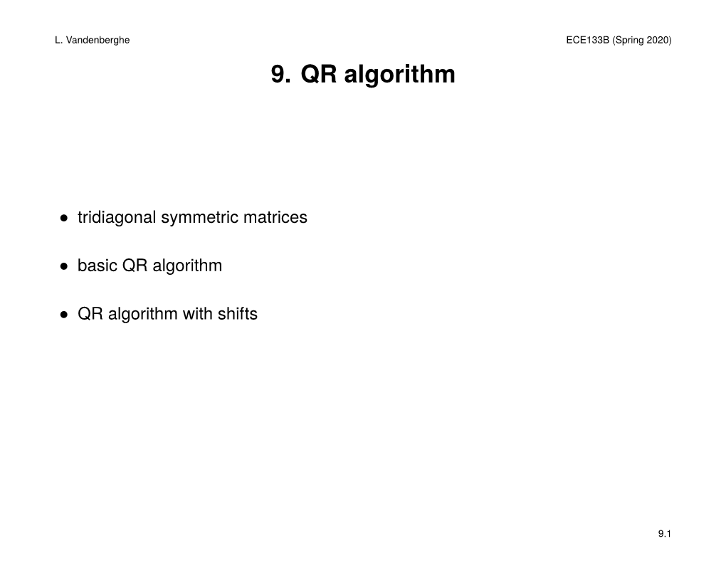 9. QR Algorithm