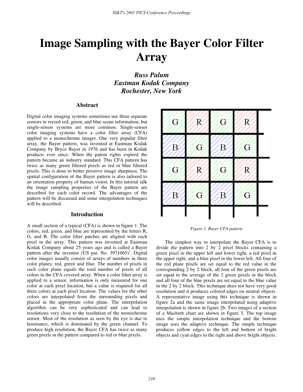 Image Sampling with the Bayer Color Filter Array