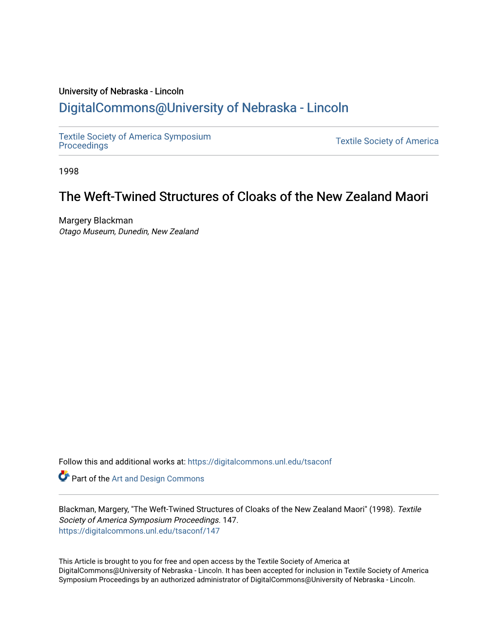 The Weft-Twined Structures of Cloaks of the New Zealand Maori