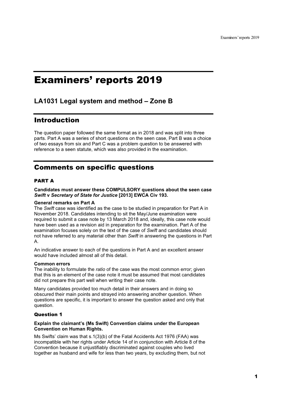 LSM Exam Report 2019