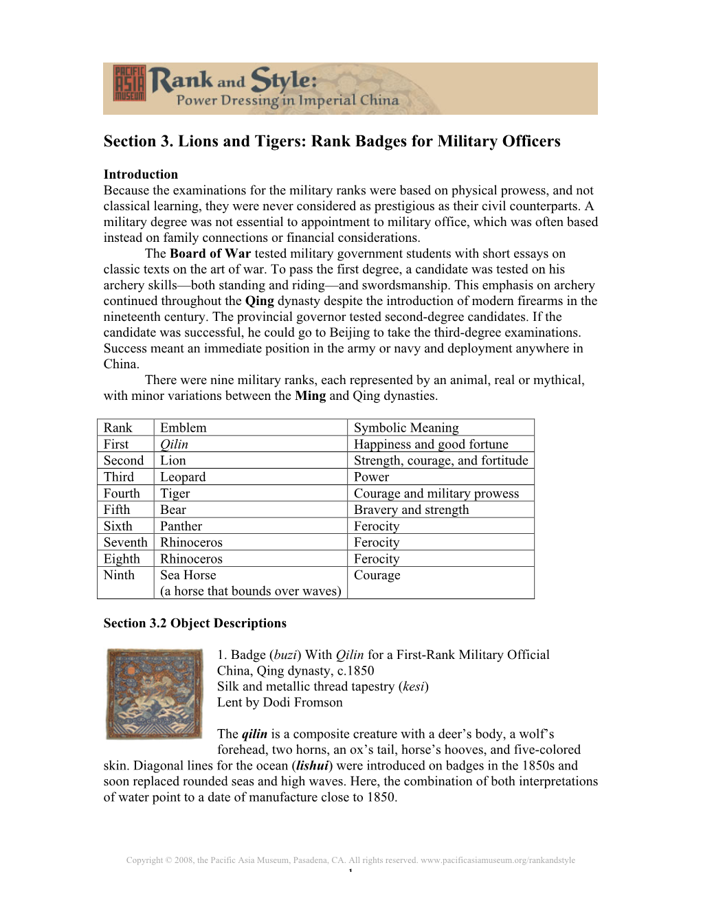 Section 3. Lions and Tigers: Rank Badges for Military Officers