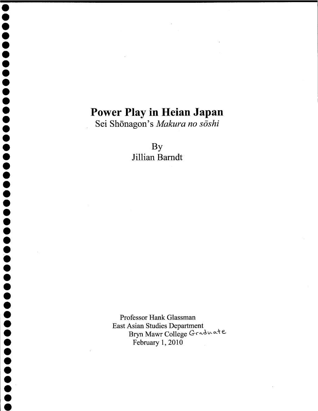 Power Play in Heian Japan Sei Shonagon's Makura No Sashi