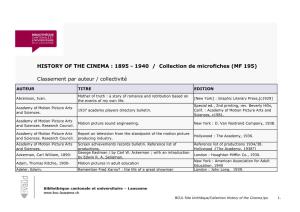 HISTORY of the CINEMA : 1895 - 1940 / Collection De Microfiches (MF 195)
