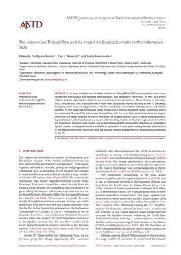 The Indonesian Throughflow and Its Impact on Biogeochemistry in The