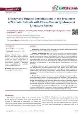 Efficacy and Surgical Complications in the Treatment of Scoliotic Patients with Ehlers-Danlos Syndrome: a Literature Review