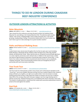 Things to Do in London During Canadian Beef Industry Conference
