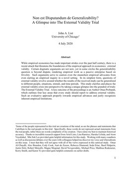 A Glimpse Into the External Validity Trial