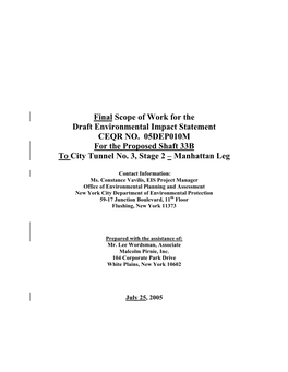 Final Scope of Work for the Draft Environmental Impact Statement CEQR NO