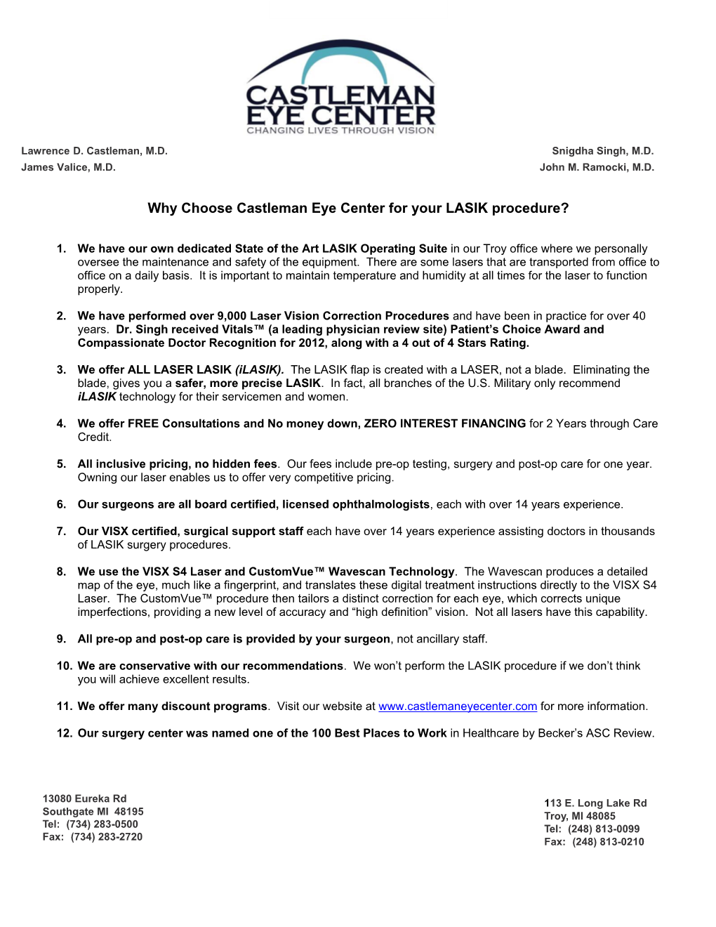 Why Choose Castleman Eye Center for Your LASIK Procedure?