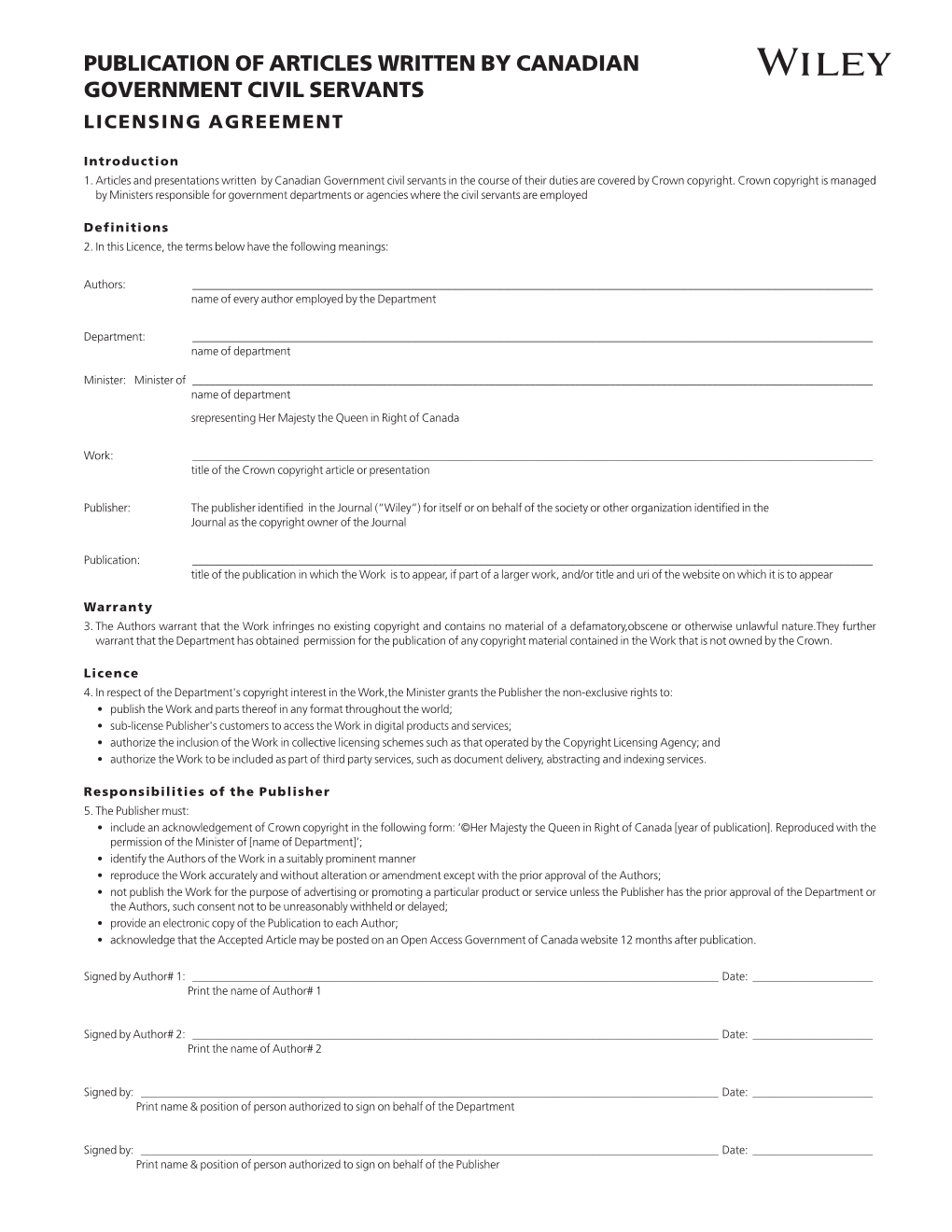 Canadian Civil Servants Custom License