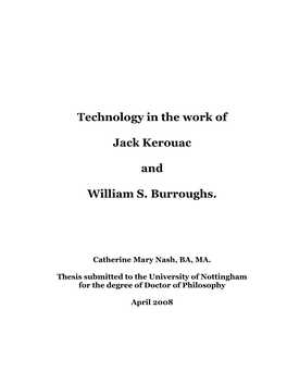 Technology in the Work of Jack Kerouac and William S. Burroughs