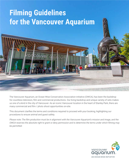 Filming Guidelines for the Vancouver Aquarium