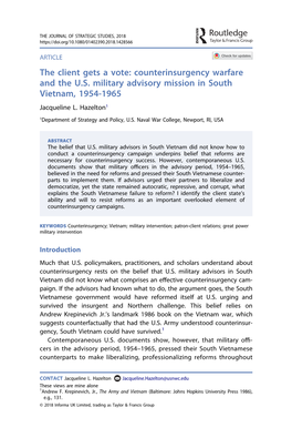 Counterinsurgency Warfare and the US Military Advisory