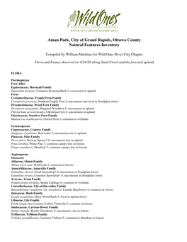 Natural Features Inventory of Aman Park