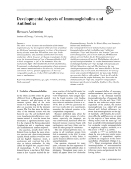 ~-- Developmental Aspects of Immunoglobulins And