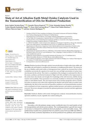 State of Art of Alkaline Earth Metal Oxides Catalysts Used in the Transesteriﬁcation of Oils for Biodiesel Production