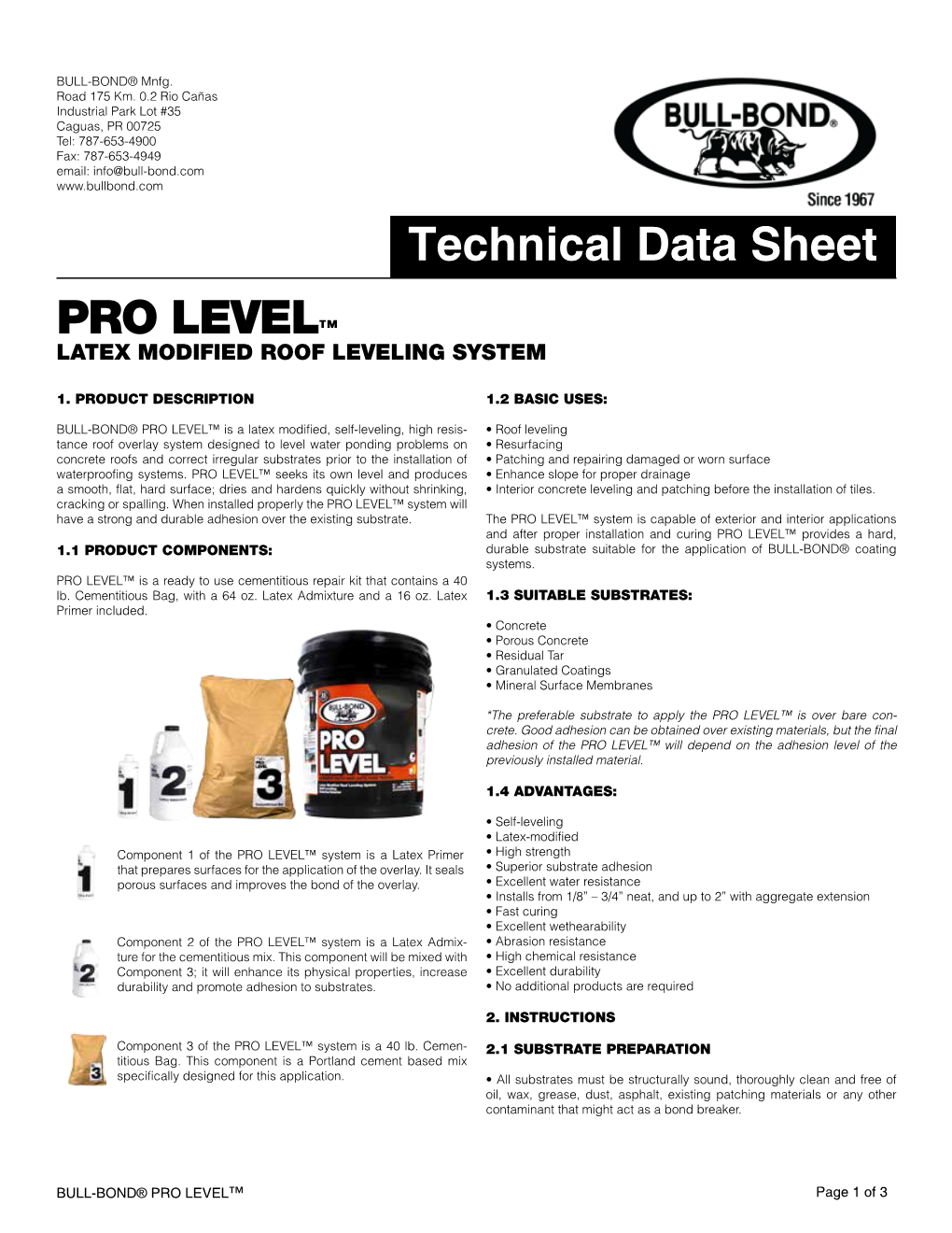 PRO LEVEL™ Technical Data Sheet