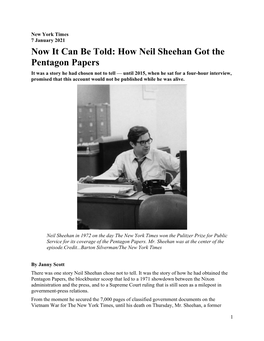 How Neil Sheehan Got the Pentagon Papers