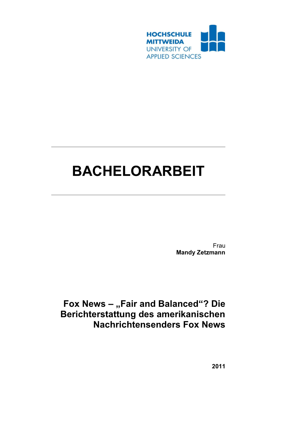 BACHELORARBEIT Fox News