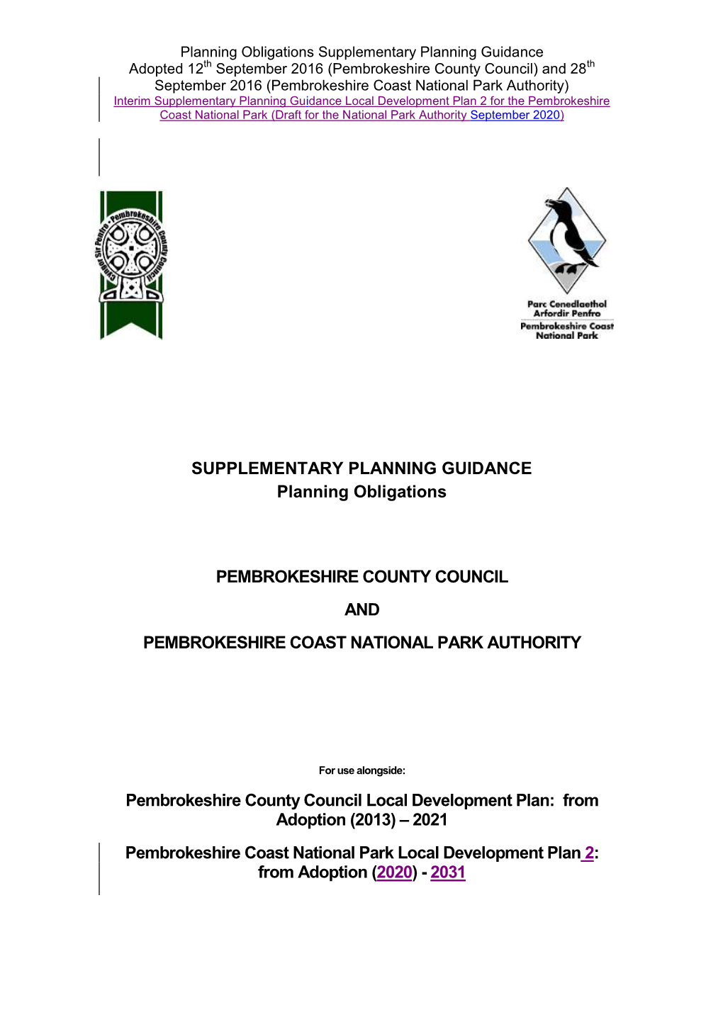 Pembrokeshire County Council Local Development Plan