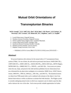 Mutual Orbit Orientations of Transneptunian Binaries