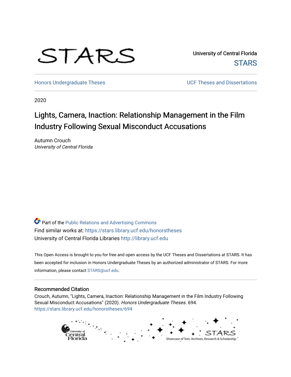 Relationship Management in the Film Industry Following Sexual Misconduct Accusations