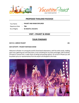 Phuket & Krabi Tour Itinerary
