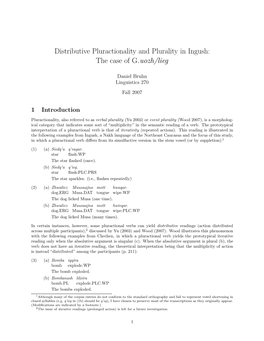 Distributive Pluractionality and Plurality in Ingush: the Case of G.Uozh/Lieg