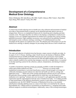 Development of a Comprehensive Medical Error Ontology