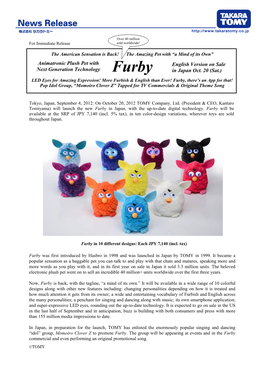 40M+ of the Iconic, Animatronic, Plush Pet "Furby" Sold Worldwide! New Version with Next Generation Technology on Sale