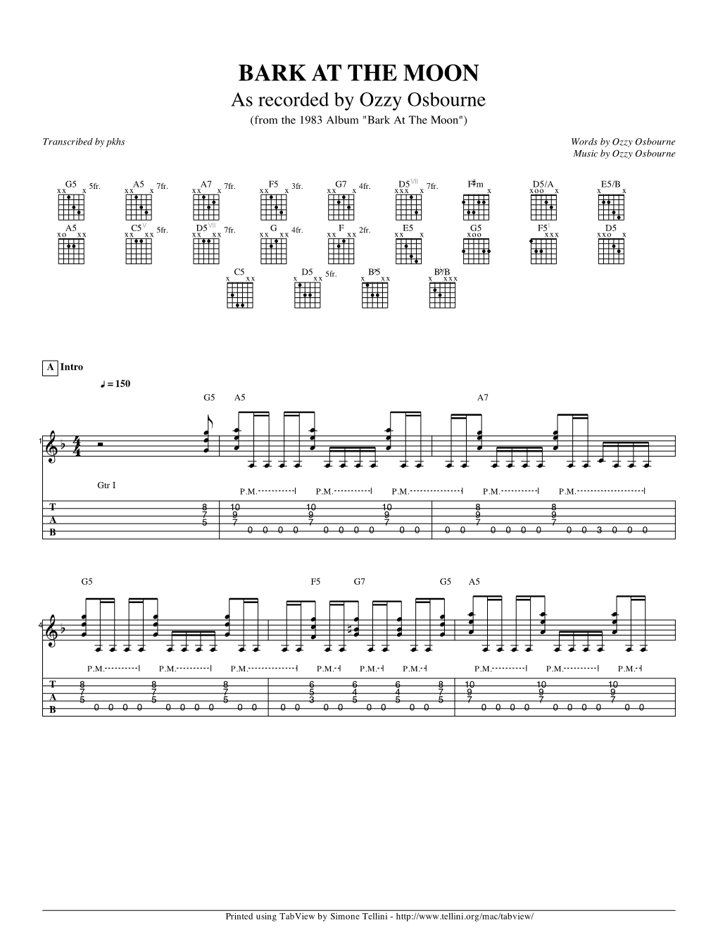 BARK at the MOON As Recorded by Ozzy Osbourne (From the 1983 Album 