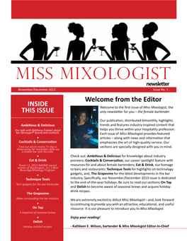 Miss Mixologist Newsletter November/December 2013 Issue No