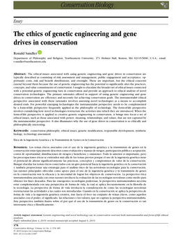 The Ethics of Genetic Engineering and Gene Drives in Conservation