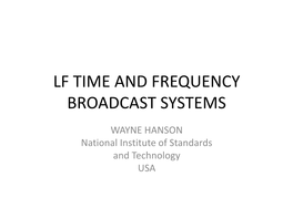 Lf Time and Frequency Broadcast Systems