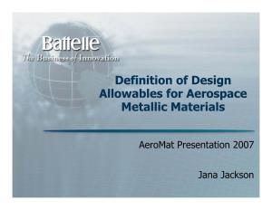 Definition of Design Allowables for Aerospace Metallic Materials