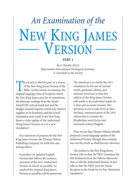 An Examination of the New King James Version, Part 1