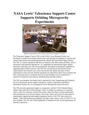 NASA Lewis' Telescience Support Center Supports Orbiting Microgravity Experiments