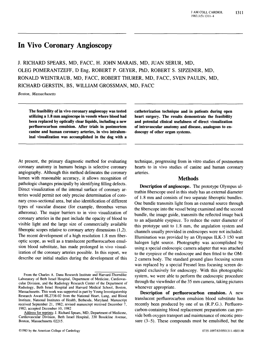 In Vivo Coronary Angioscopy