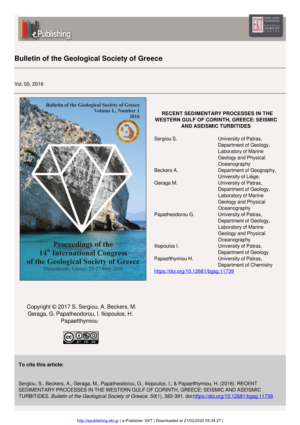 Bulletin of the Geological Society of Greece