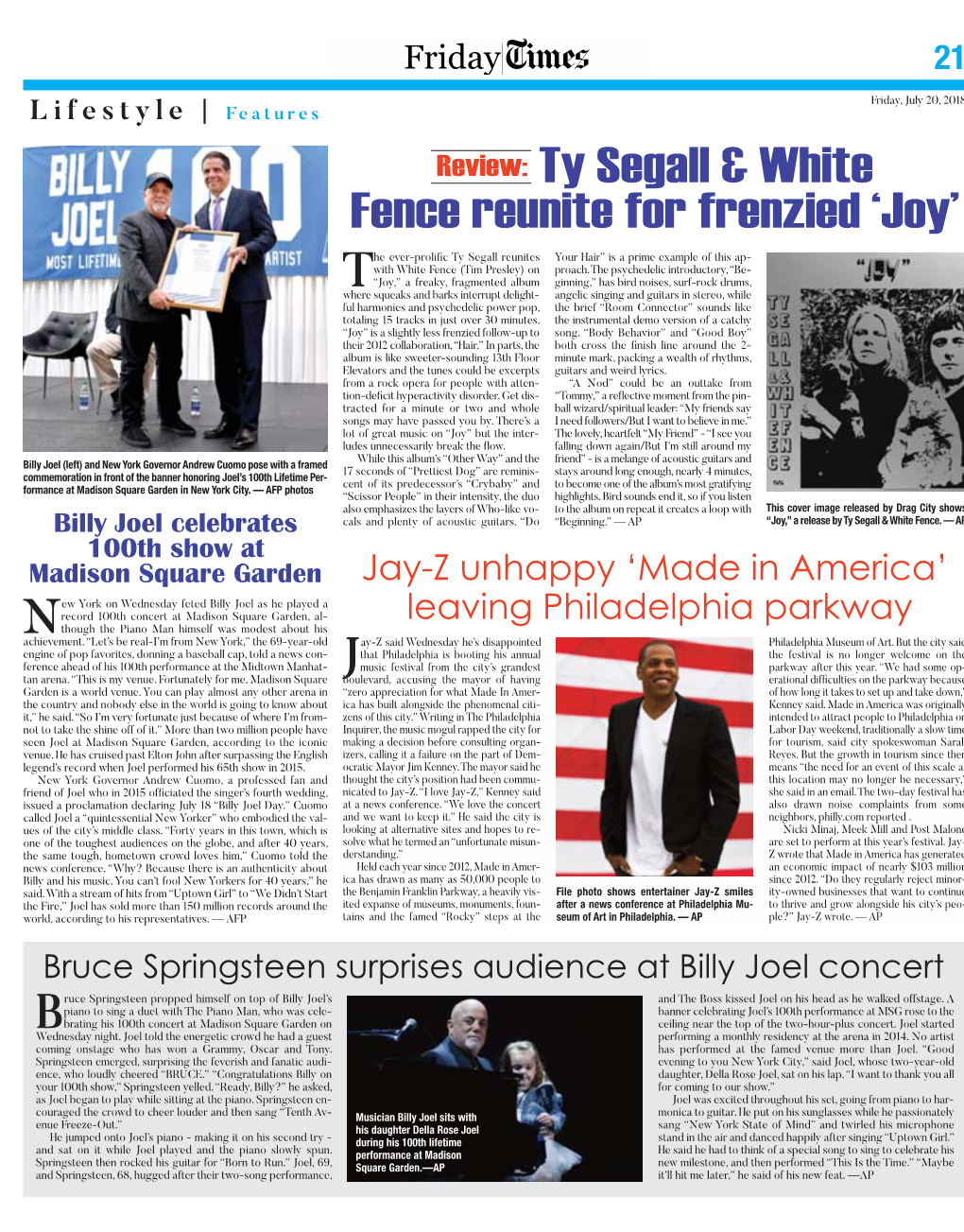 Billy Joel Celebrates 100Th Show at Madison Square