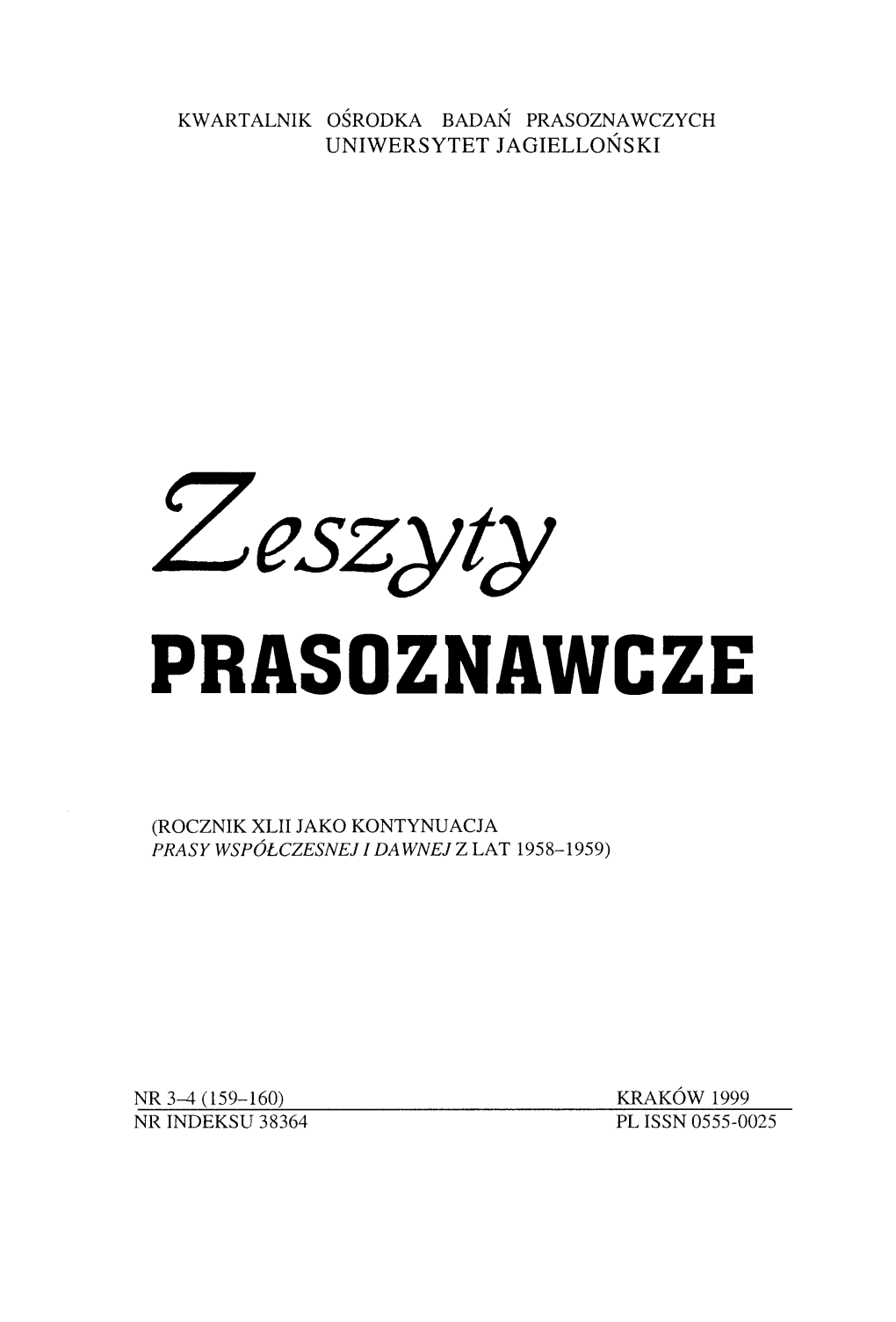 Zeszyty PRASOZNAWCZE